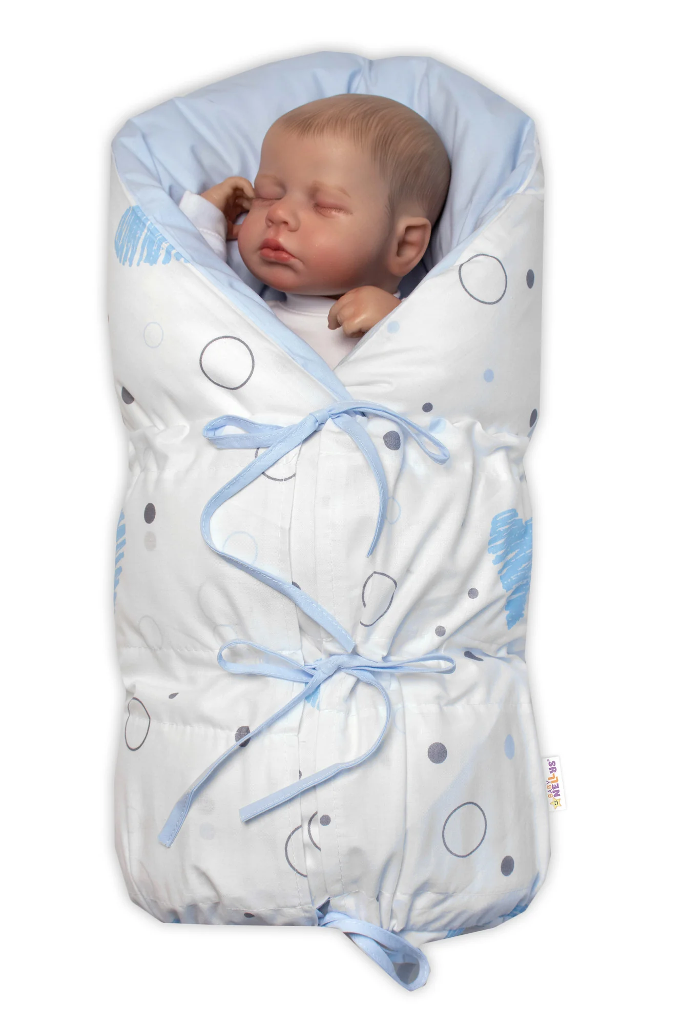 Baby Nellys Povlak, potah bavlna na retro zavinovačku LALLY, I love Boy , modrá/bílá