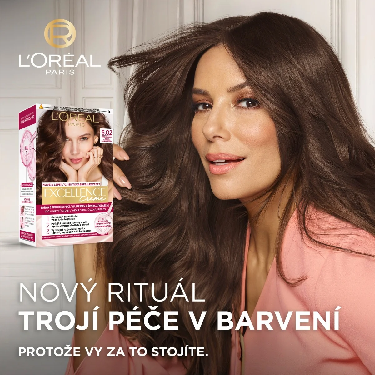 Loréal Paris Excellence Creme odstín 4.54 mahagonově měděná barva na vlasy