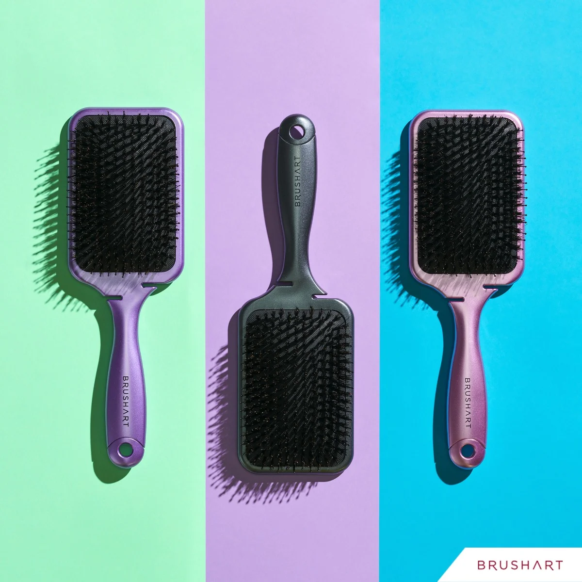 BrushArt Hair Plochý kartáč s kančími štětinami 1 ks Metallic Lilac
