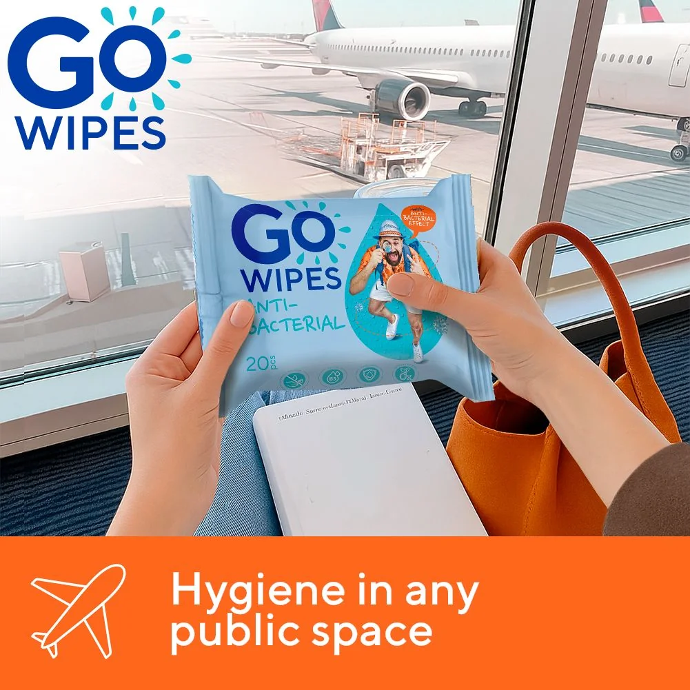 GoWipes Osvěžující vlhčené ubrousky s antibakteriálním účinkem Plastic Free 20 ks