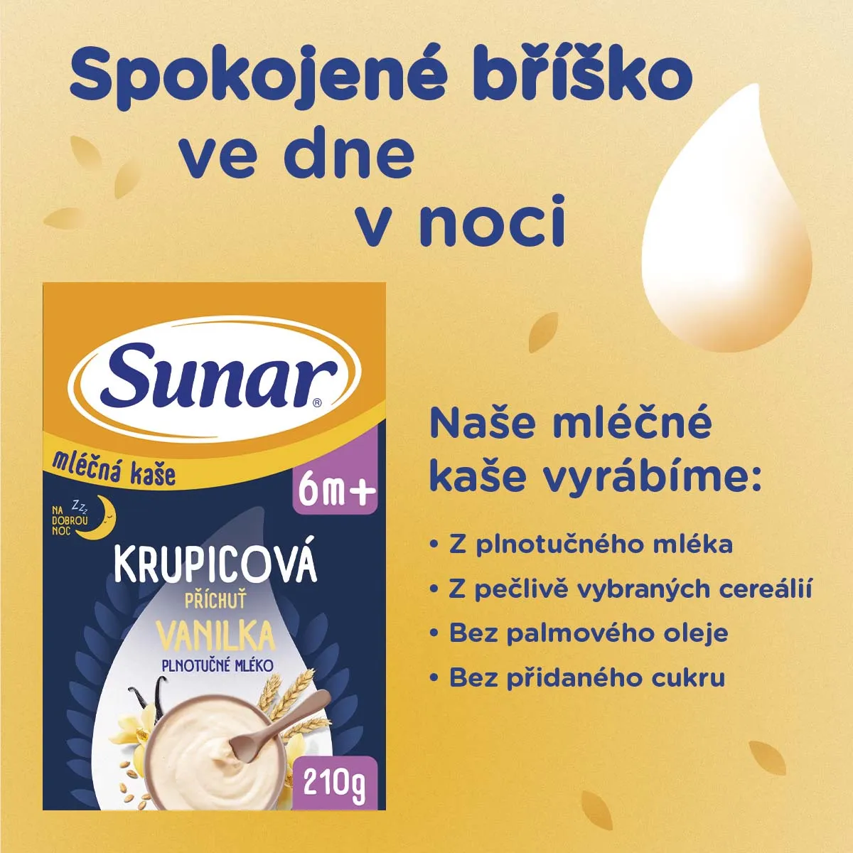 Sunar Mléčná krupicová kaše na dobrou noc vanilková 210 g