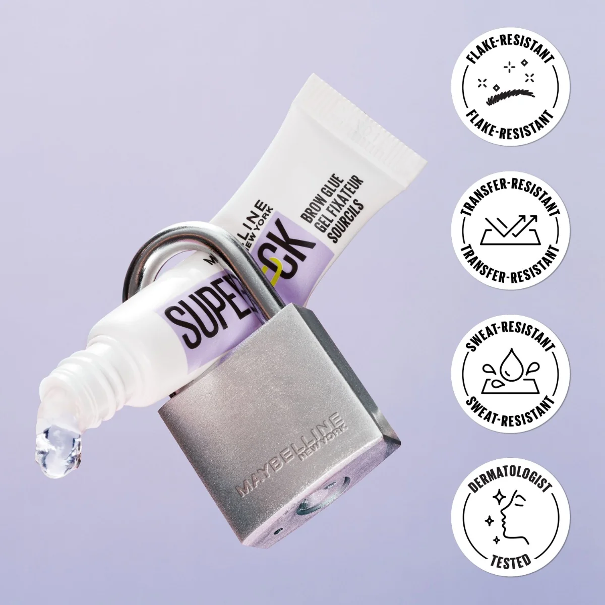 Maybelline Super Lock Brow Glue Med Brown gel na obočí 8 g