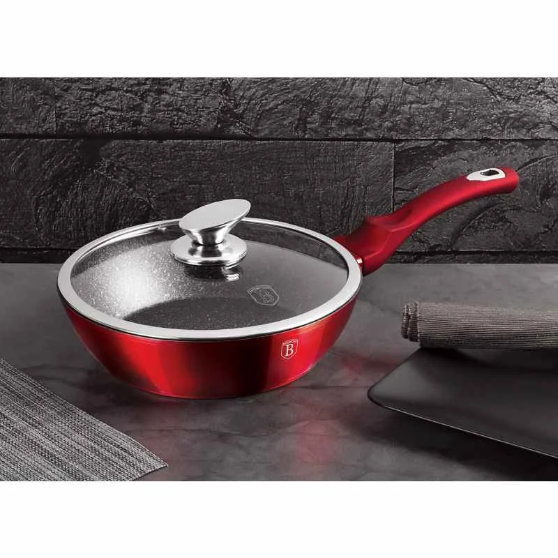 Berlingerhaus Pánev hluboká s mramorovým povrchem a poklicí 24 cm Burgundy Metallic Line