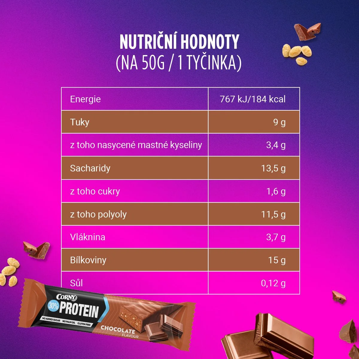 Corny Protein 30% mléčná čokoláda 50 g