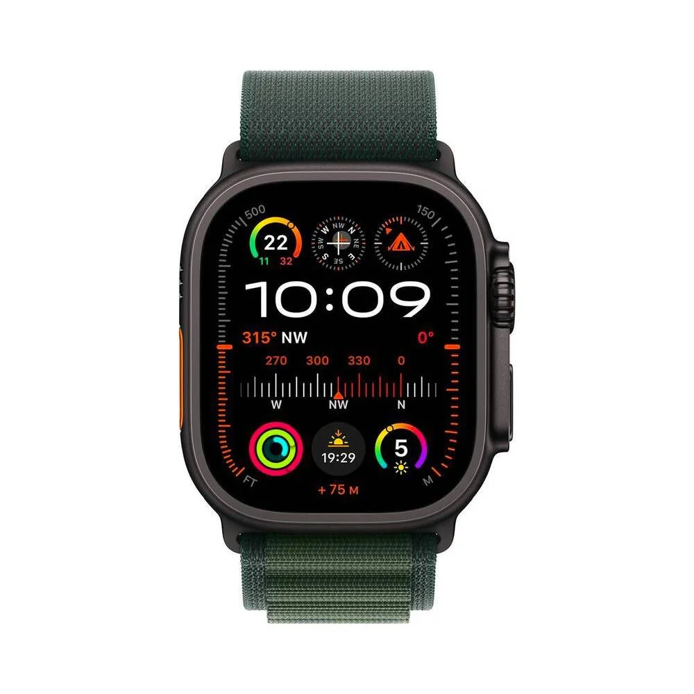 Apple Watch Ultra 2 49 mm M sport loop chytré hodinky black/dark green alpine