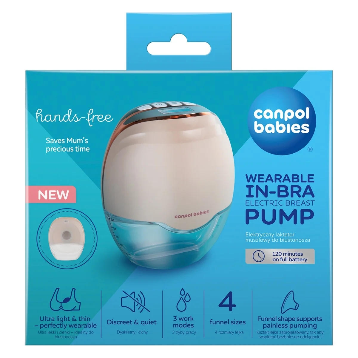 Canpol babies Bezdrátová elektrická odsávačka mateřského mléka do podprsenky Hands-Free