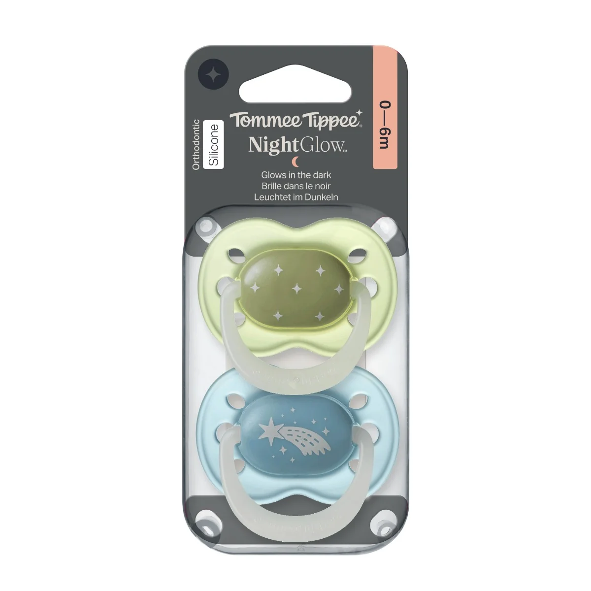 Tommee Tippee Night silikonový dudlík 0-6m, Boy 2 ks modrá