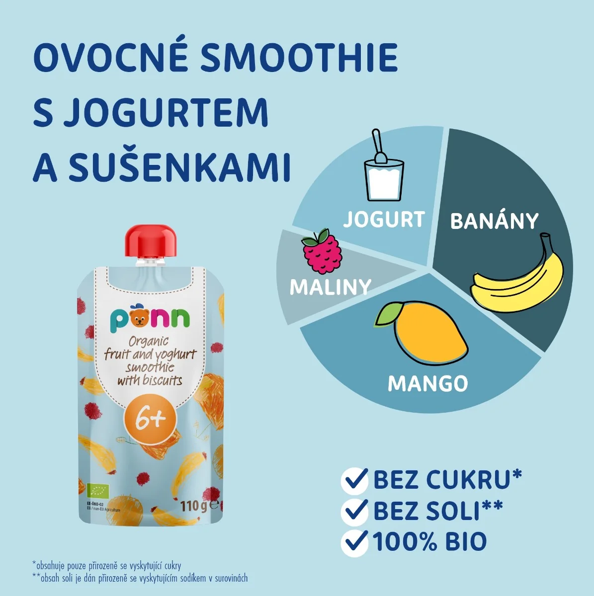 SALVEST Põnn BIO Ovocné smoothie s jogurtem a sušenkami 110 g
