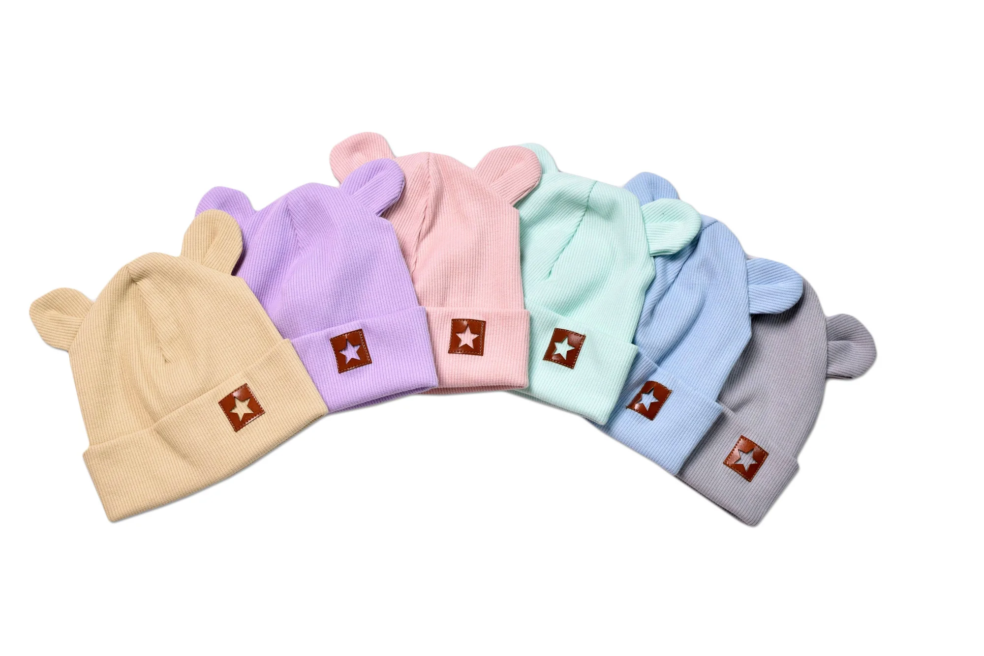 Baby Nellys Žebrovaná dvouvrstvá čepice s oušky TEDDY - mátová