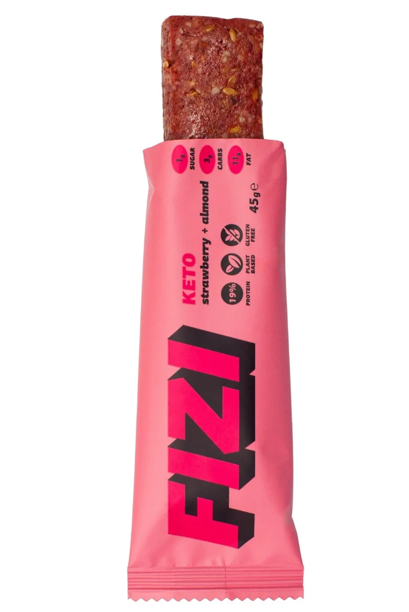 FIZI LLC Keto proteinová tyčinka jahoda + mandle 45 g