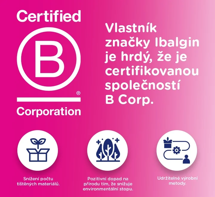 Certified Corporation. Vlastník značky Ibalgin je hrdý, že je certifikovanou společností B Corp. Certified Corporation. Vlastník značky Ibalgin je hrdý, že je certifikovanou společností B Corp.