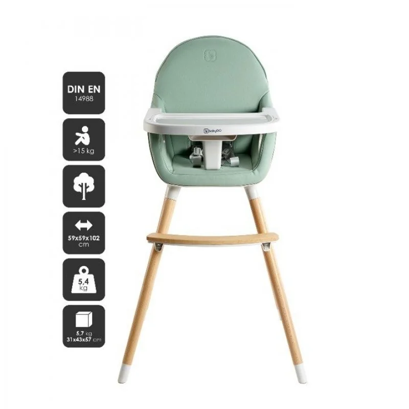 BABYGO jídelní židlička Scandi Green