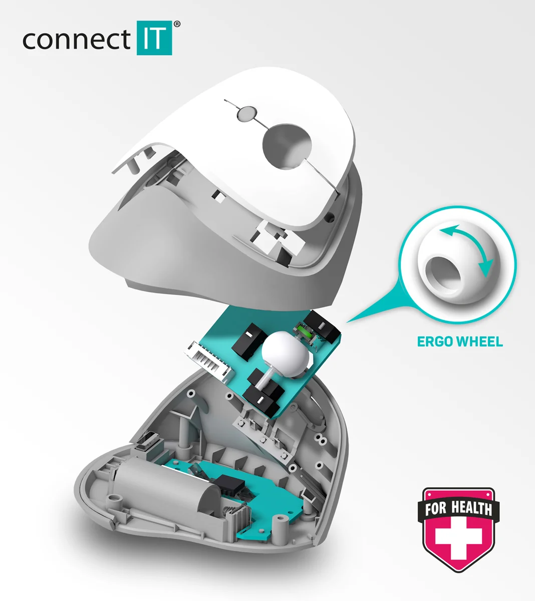 Connect IT For Health Gloss Ergonomická vertikální myš bezdrátová černá