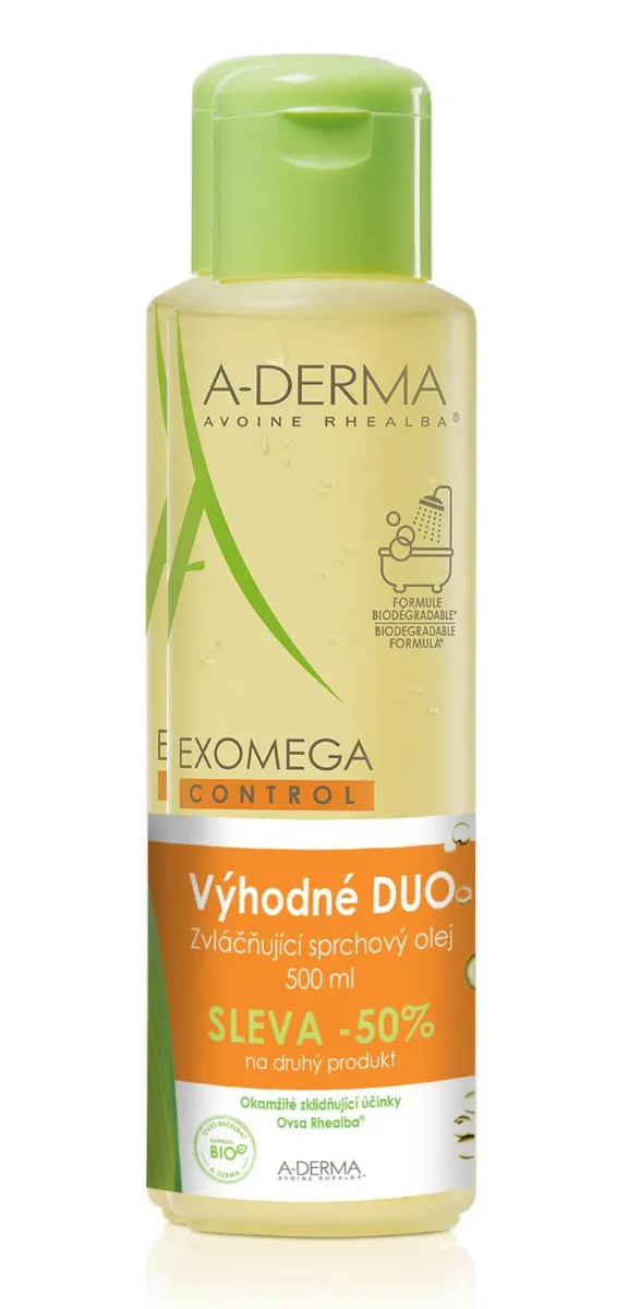 A-Derma Exomega Control zvláčňující sprchový olej pro suchou kůži se sklonem k atopii 2x500 ml
