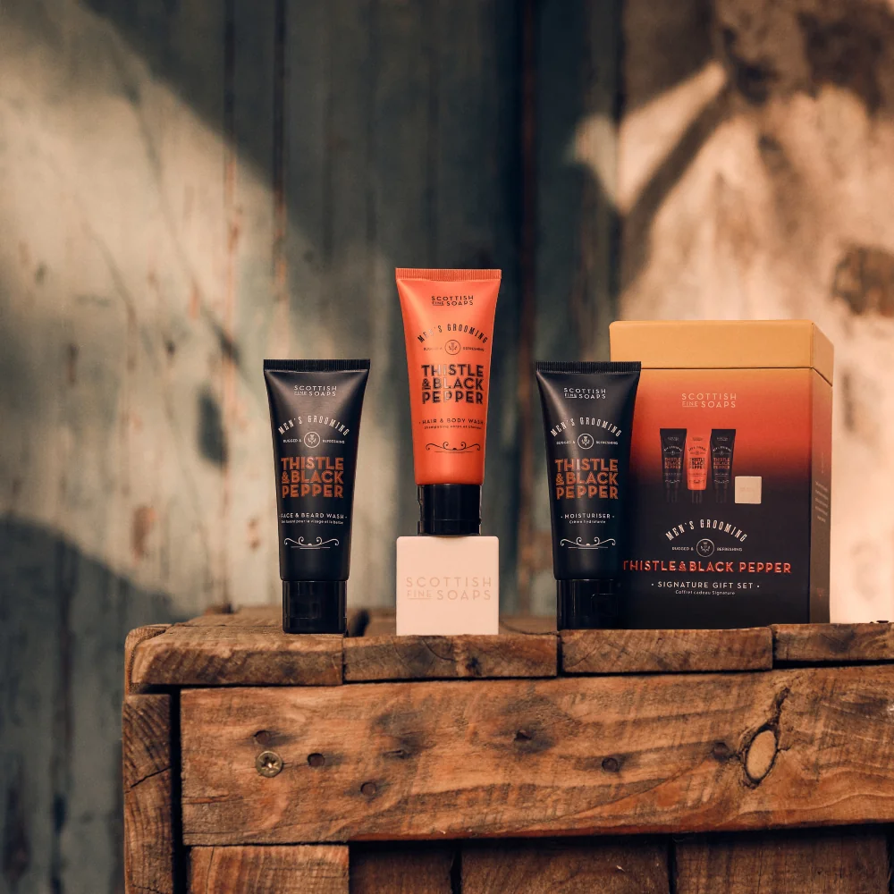 Scottish Fine Soaps Thistle & Black Pepper Sada péče o tělo 4 ks