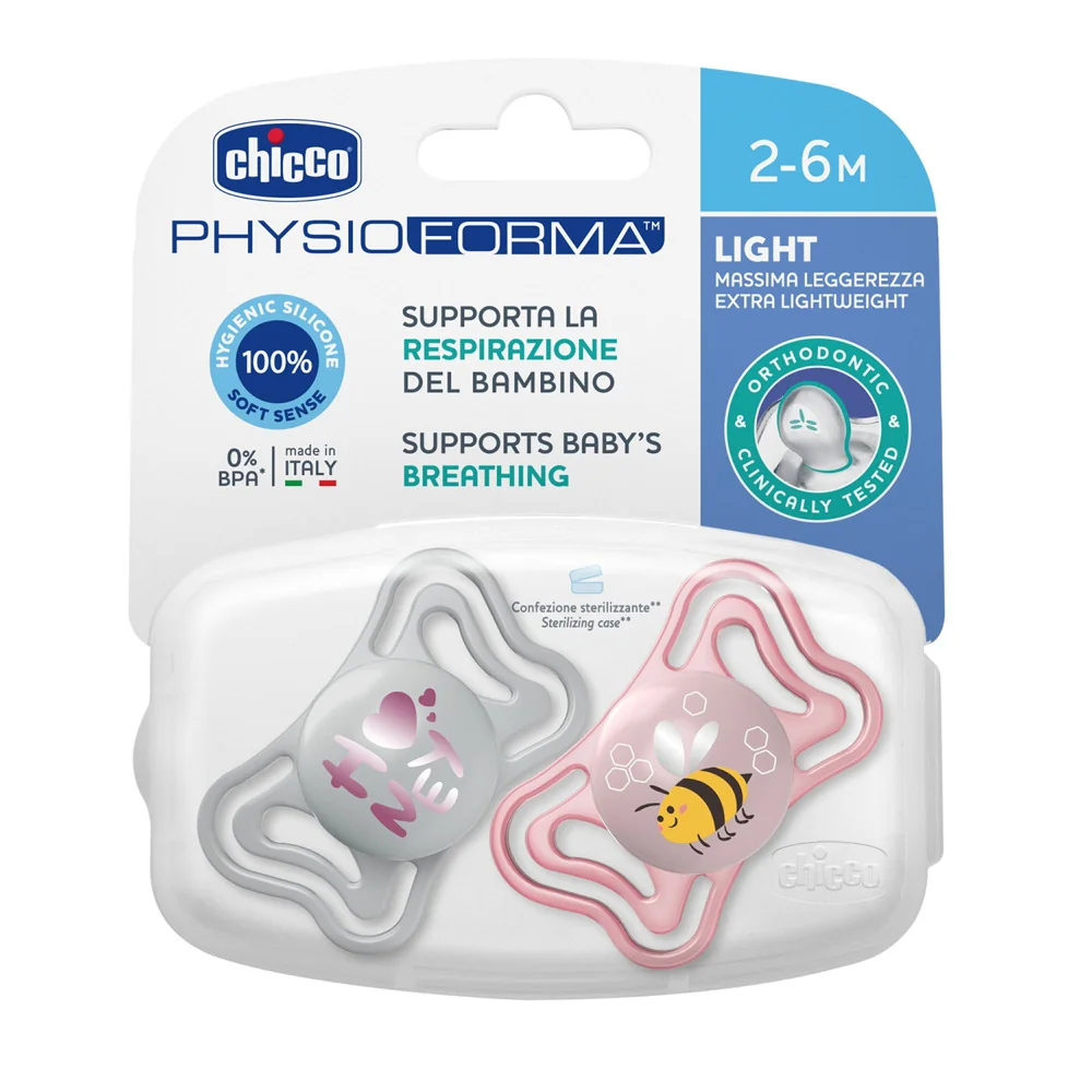 Chicco Dudlík Physio Light silikonový růžový 2–6 m 2 ks