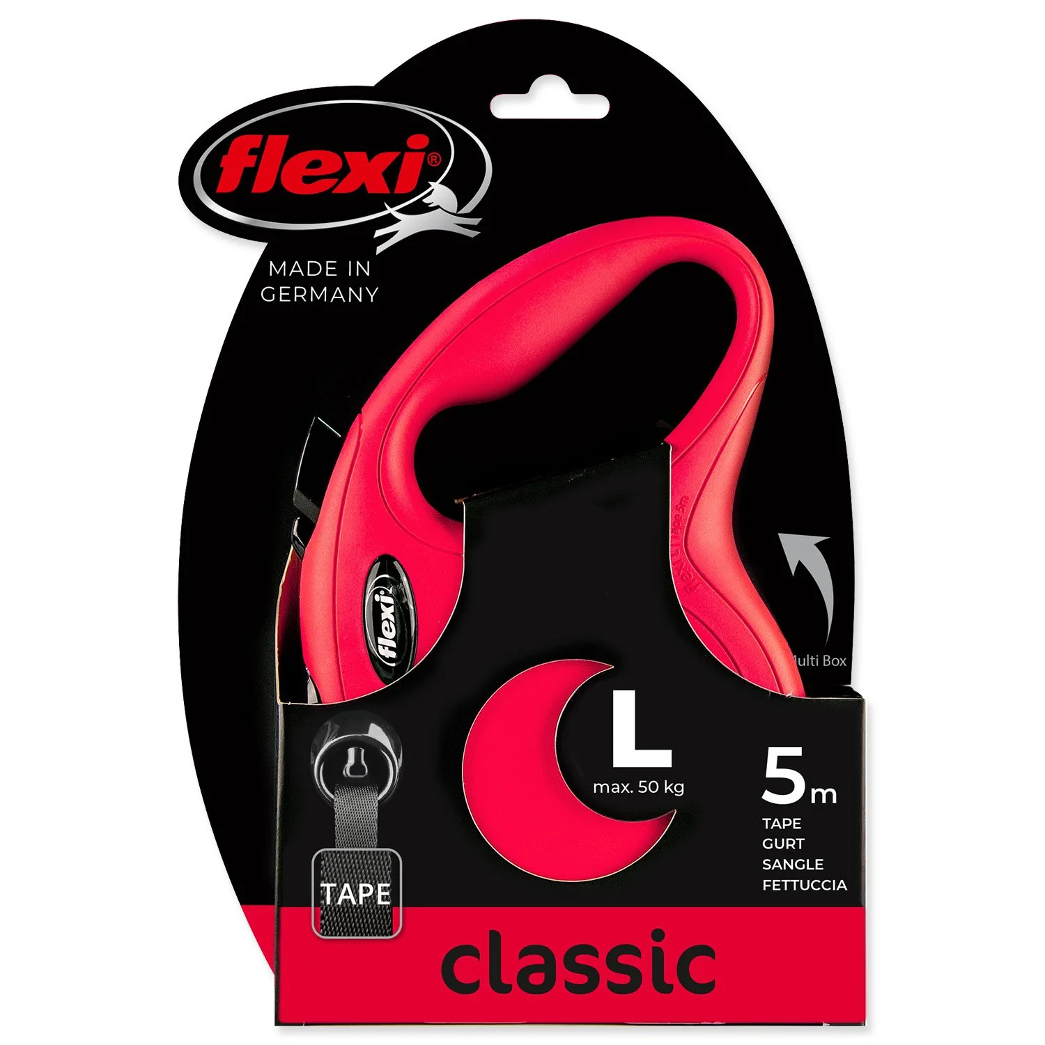 Flexi Vodítko Classic New páska L červené 5m
