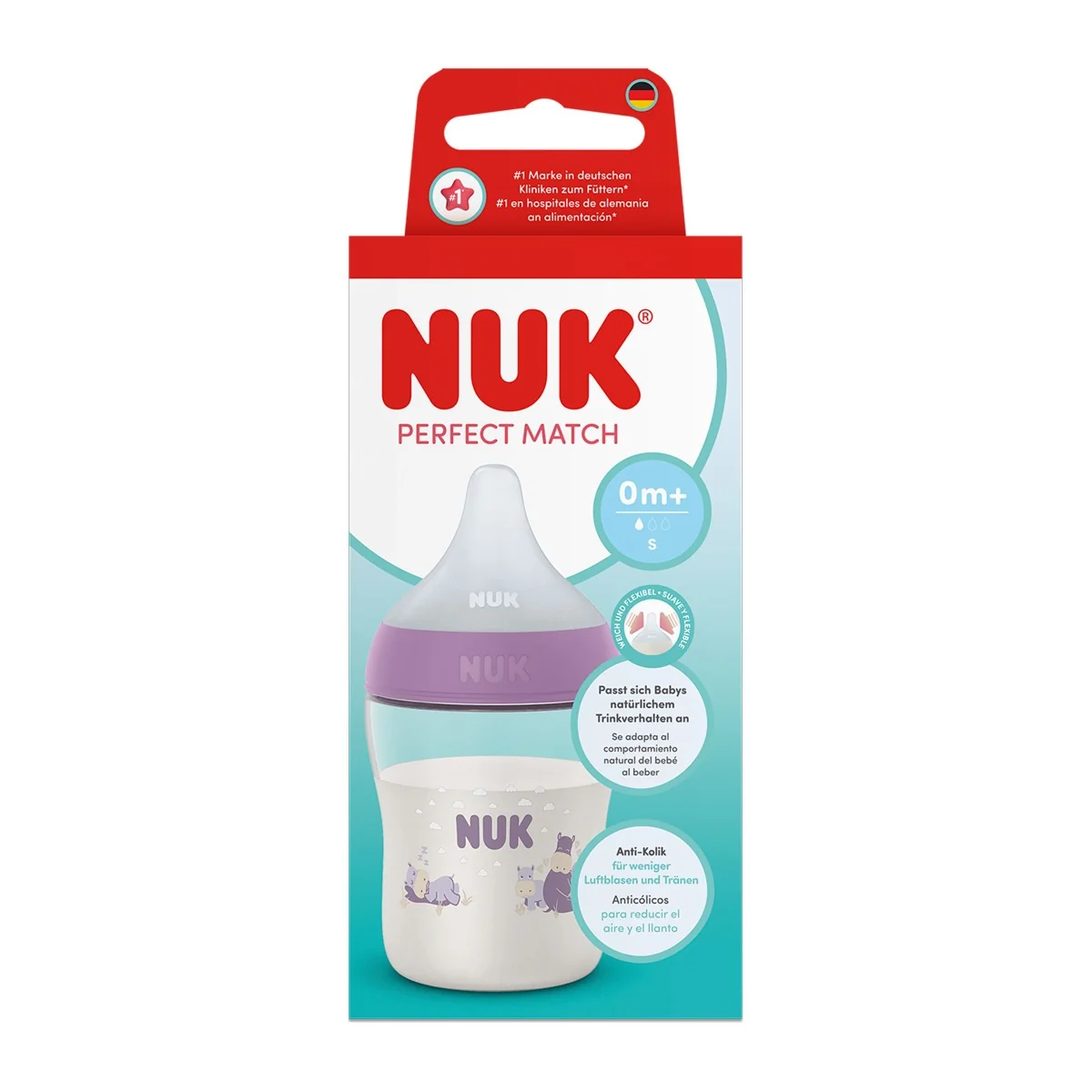 NUK Perfect Match Láhev 0m+ 150 ml 1 ks hippo