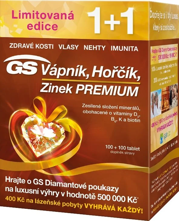 GS Vápník Hořčík Zinek Premium 100 + 100 tablet dárek 2017