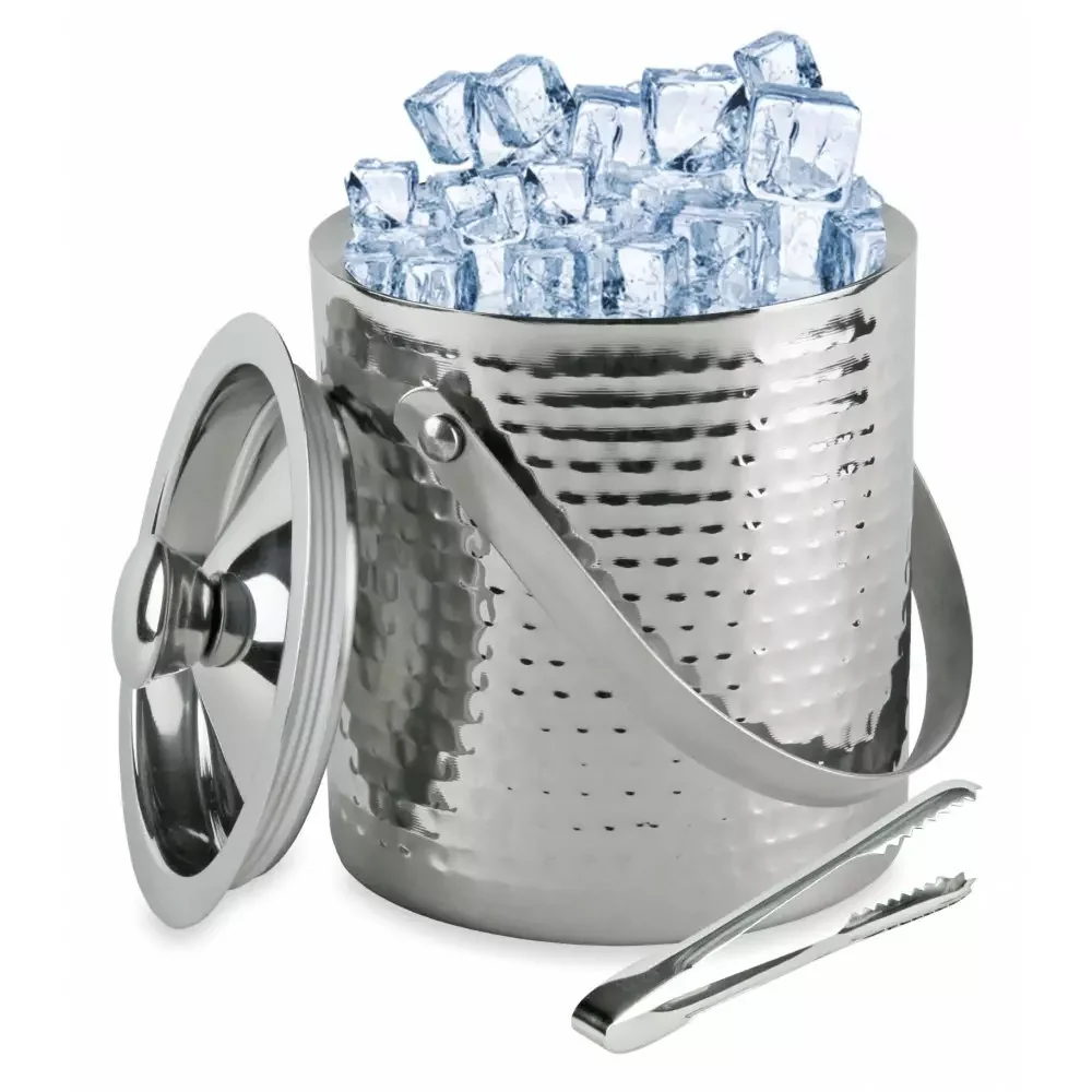 HOME ELEMENTS Dvoustěnný kbelík na led 1,5 l s kleštěmi, proužky