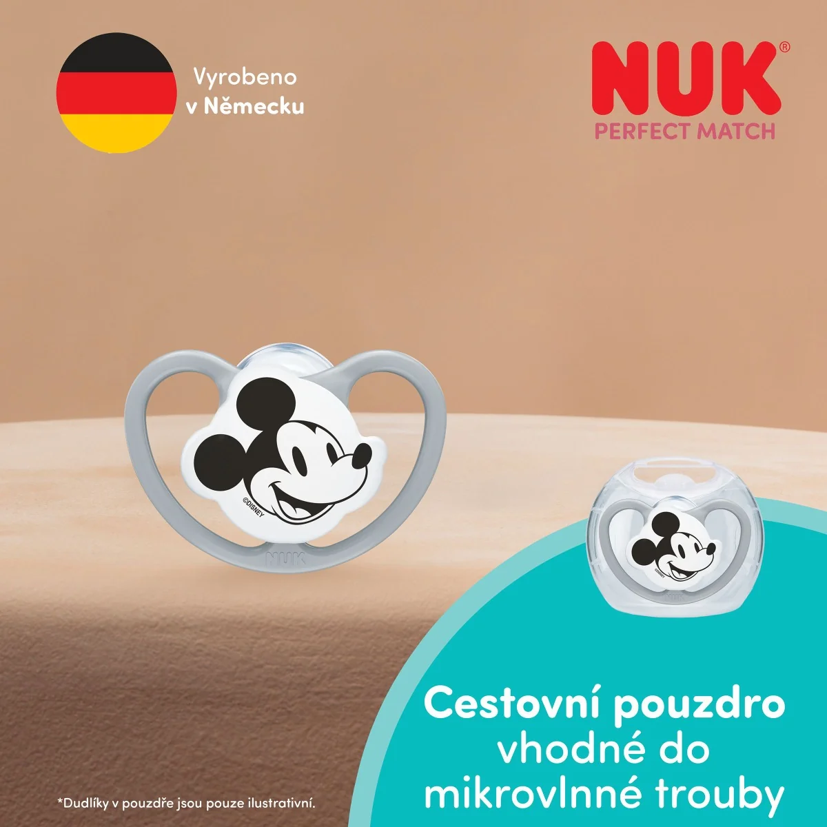 NUK Perfect Match Air Dudlík Disney Mickey 0–6m box 1 ks grey