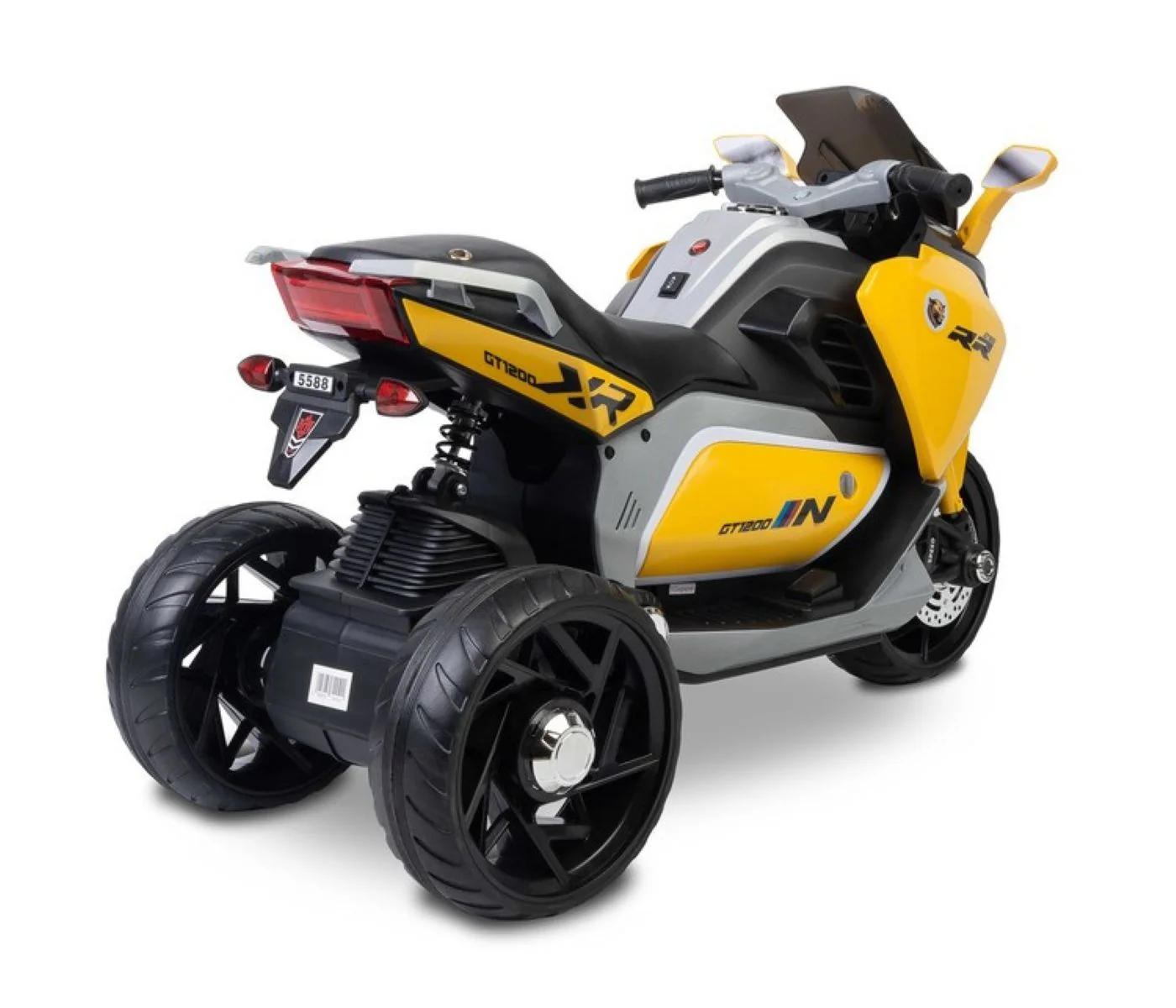Toyz Elektrická tříkolová motorka pro děti – 2 motory, LED, USB, žlutá
