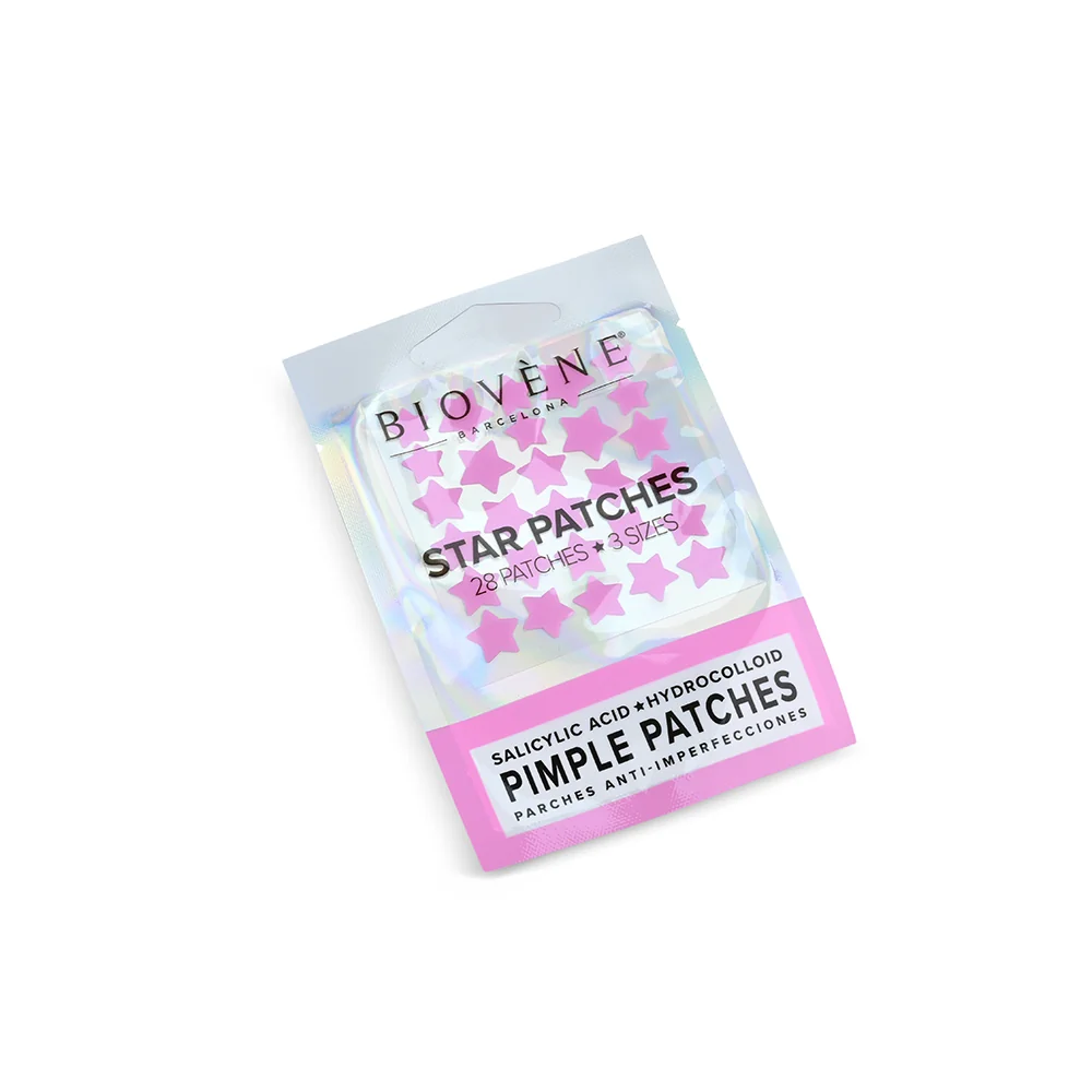 BIOVÉNE Pimple Patches hvězdičkové náplasti na nedokonalosti 28 ks růžové