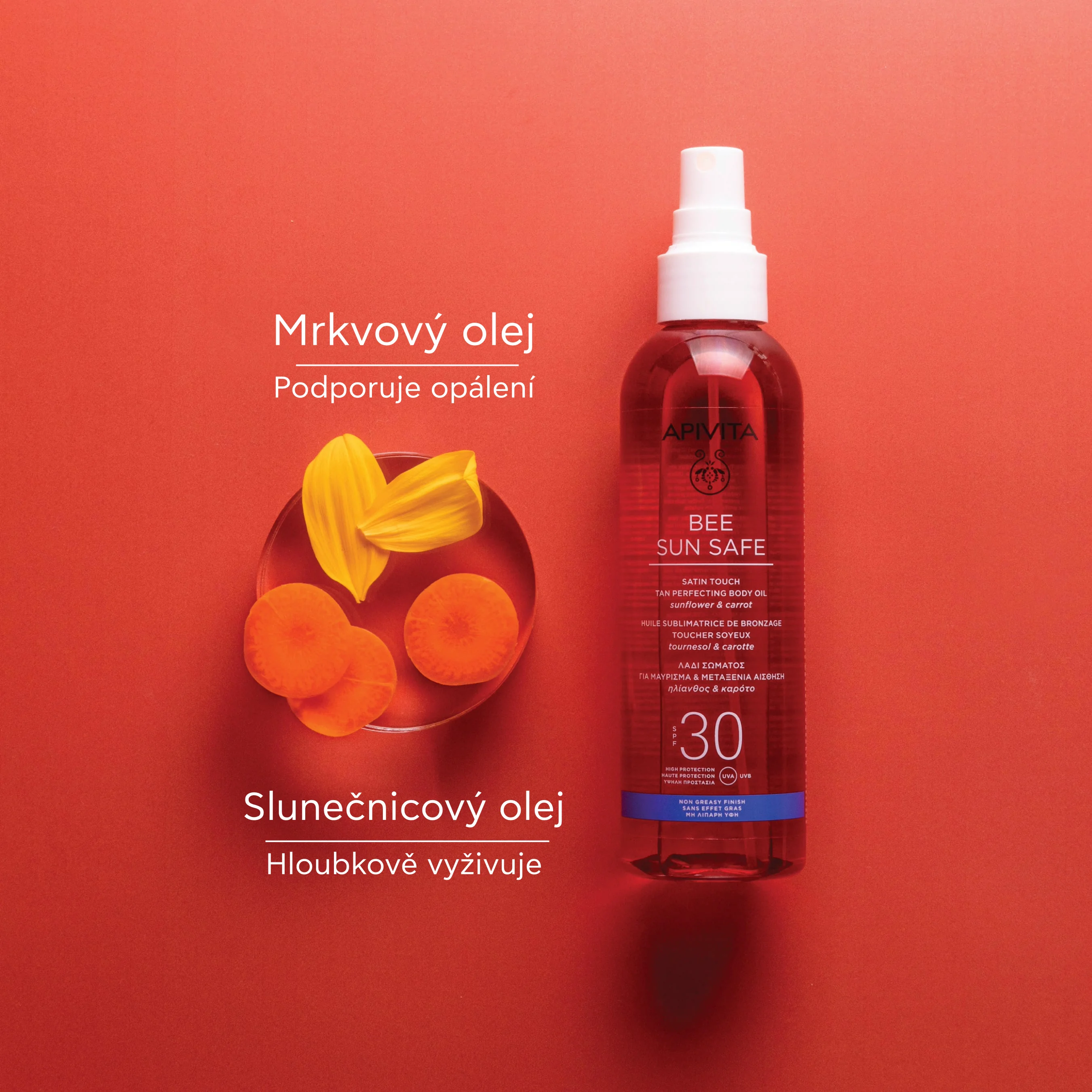APIVITA Bee Sun Safe Satin Touch SPF30 olej podporující opálení 200 ml