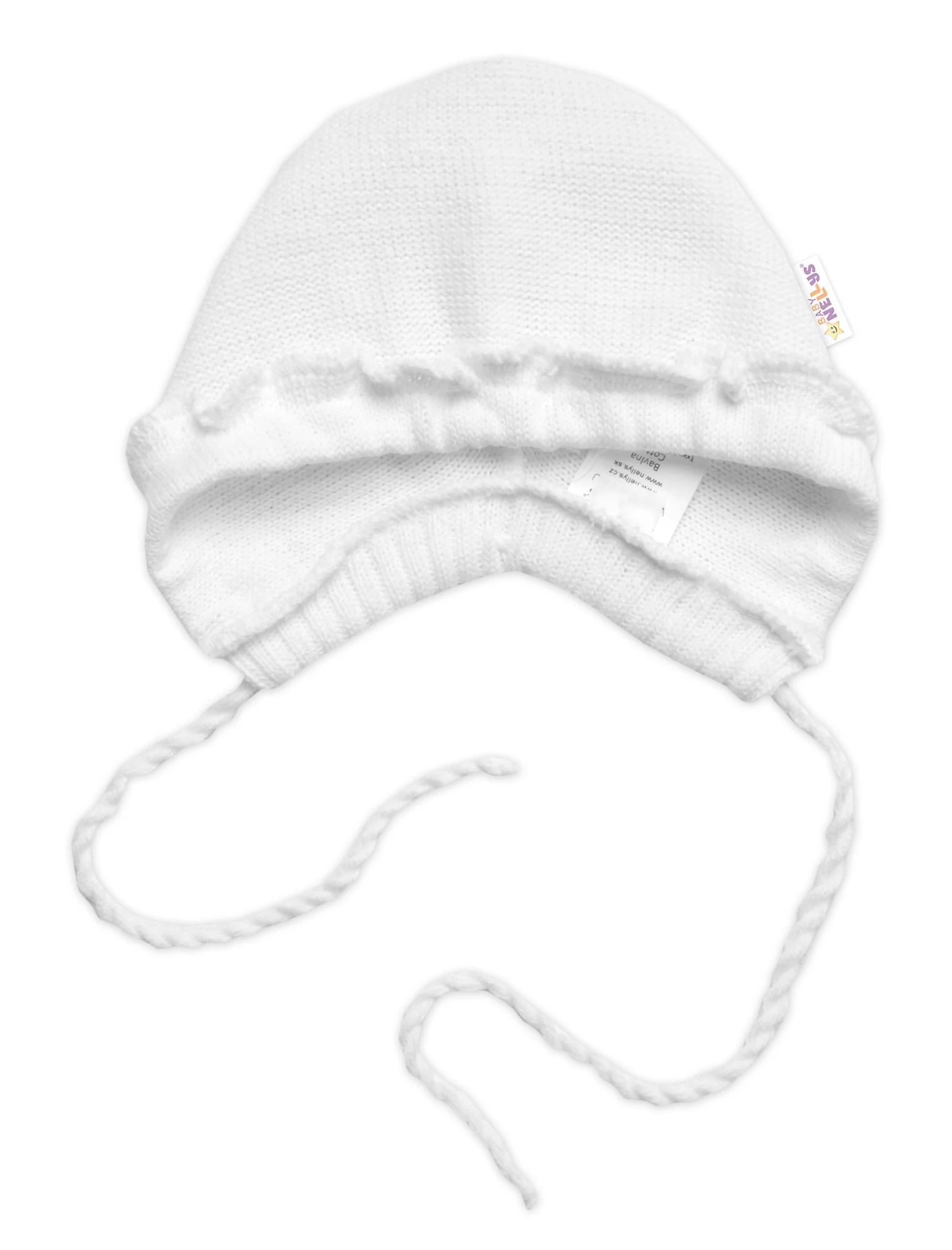 Baby Nellys Pletená čepička bonetka Girl, bílá, 68/74