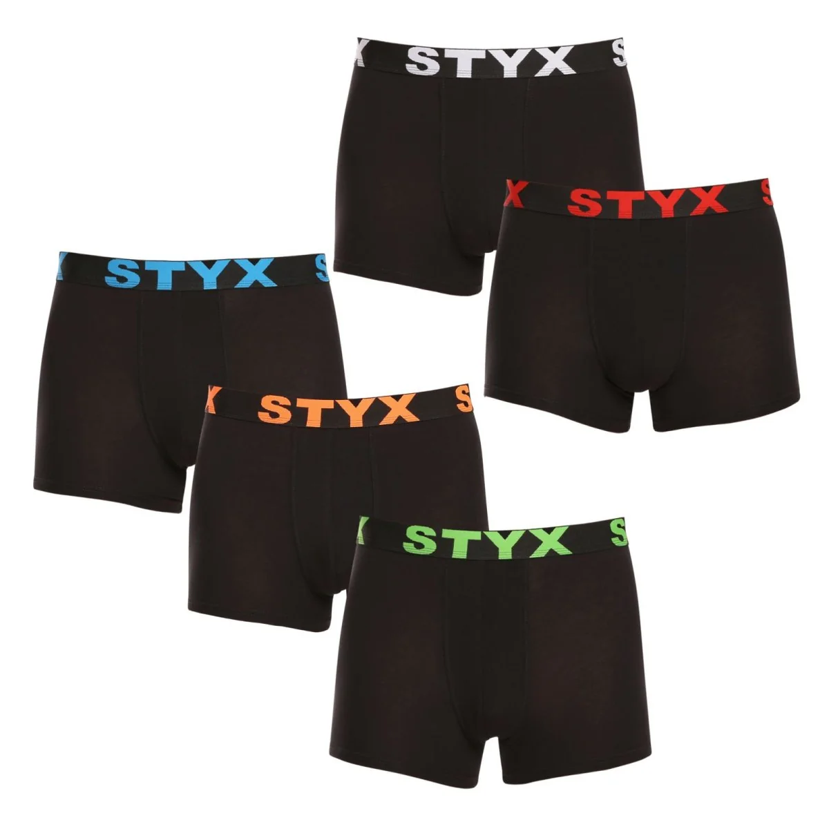 Styx 5PACK pánské boxerky sportovní guma černé (5G9602) M 