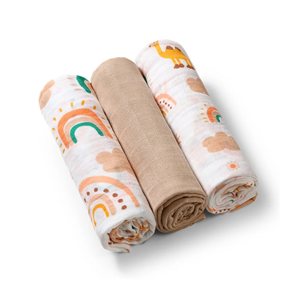 Babyono Pleny mušelínové Super soft 3 ks béžové