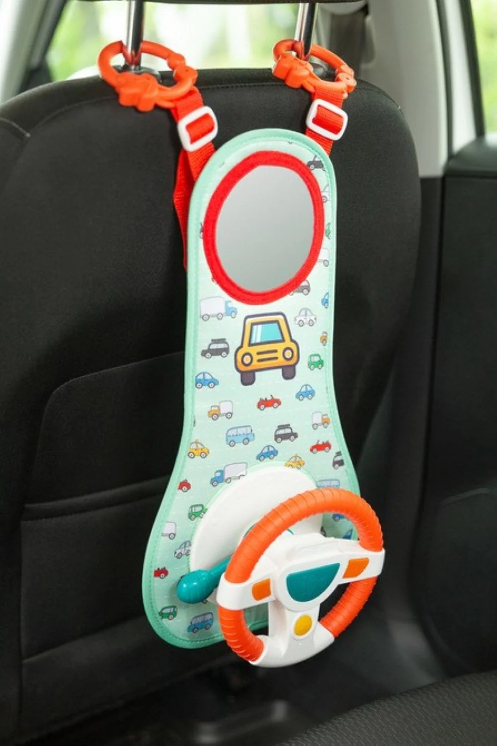 Toyz Závěsná edukační hračka s volantem - zelená, oranžová