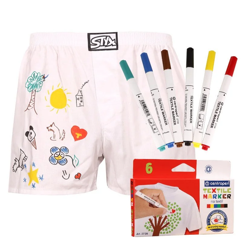 Styx Pánské trenky klasická guma bílé + fixy na textil (AF1061) XXL