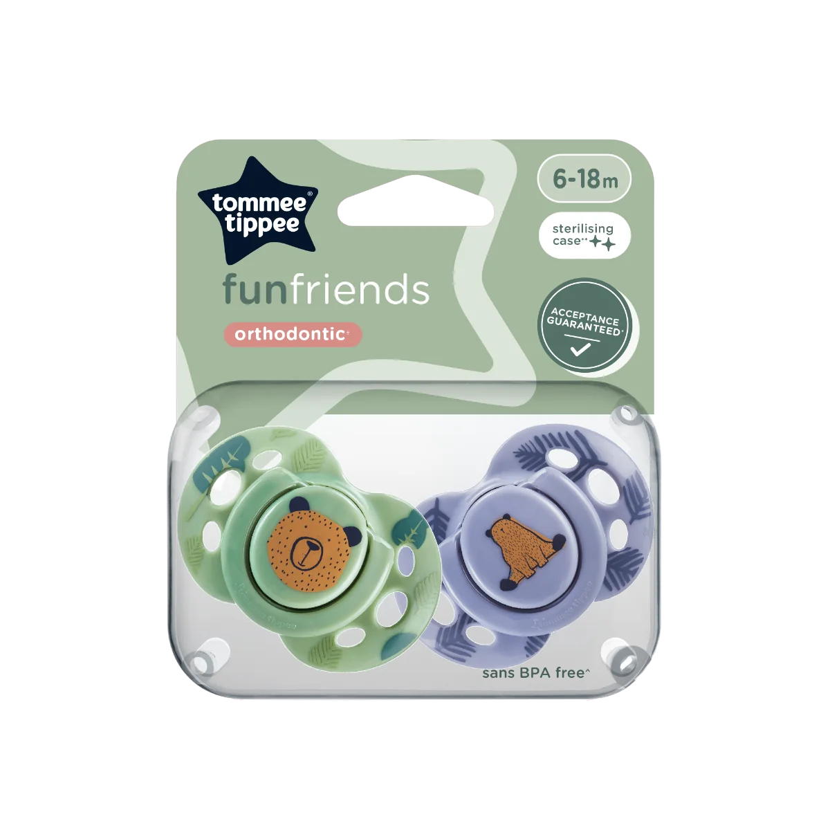 Tommee Tippee CTN Dudlík silikon Fun 6-18m 2 ks