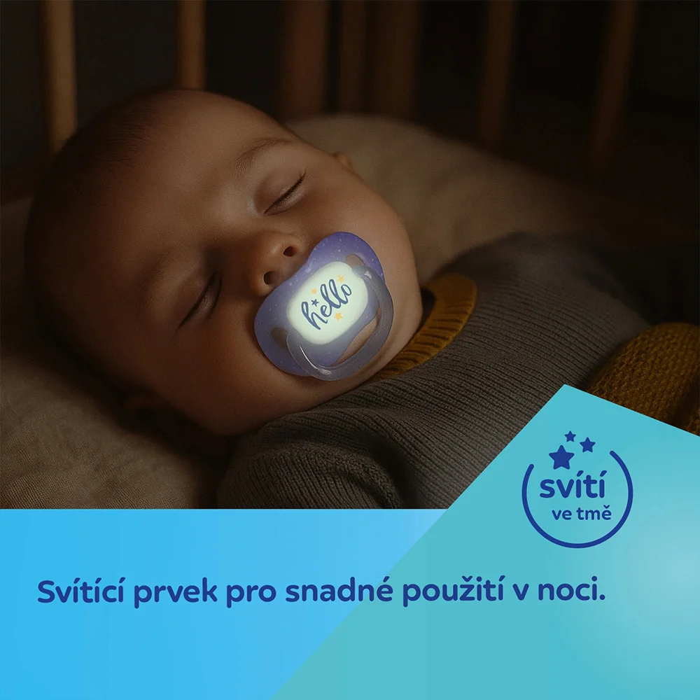 Canpol babies Svítící silikonový dudlík symetrický 18m+ 2 ks kluk