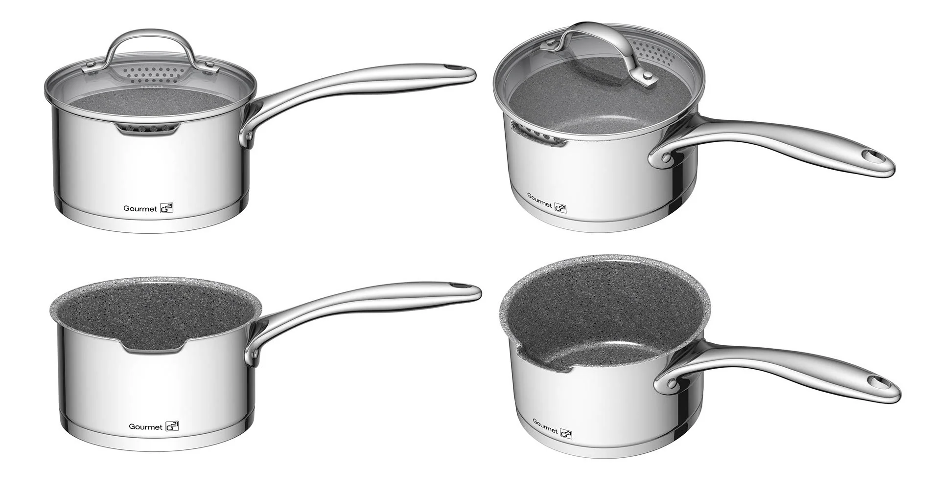 G21 Sada nádobí Gourmet Miracle s cedníkem 9 dílů, nerez/greblon