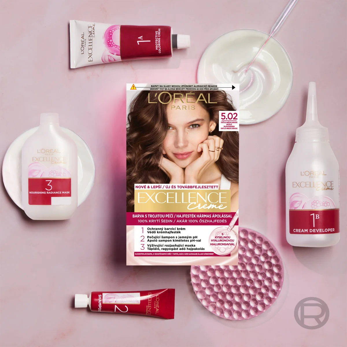 Loréal Paris Excellence Cream odstín 5 Světle hnědá barva na vlasy 1 ks