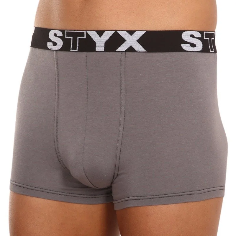 Styx 3PACK pánské boxerky sportovní guma tmavě šedé (3G1063) XXL