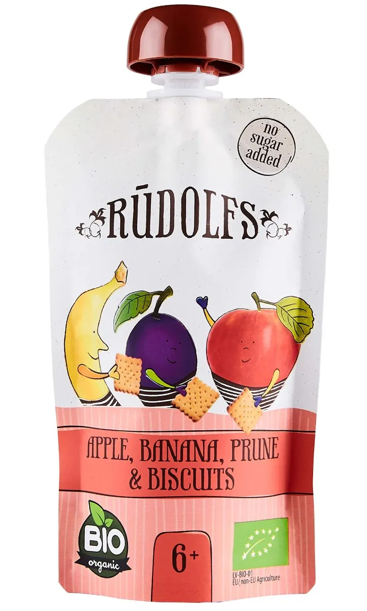 Rudolfs Jablka, banán, švestky a sušenky BIO