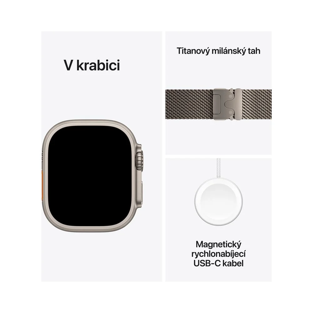 Apple Watch Ultra3 49 mm milánský řemínek M chytré hodinky