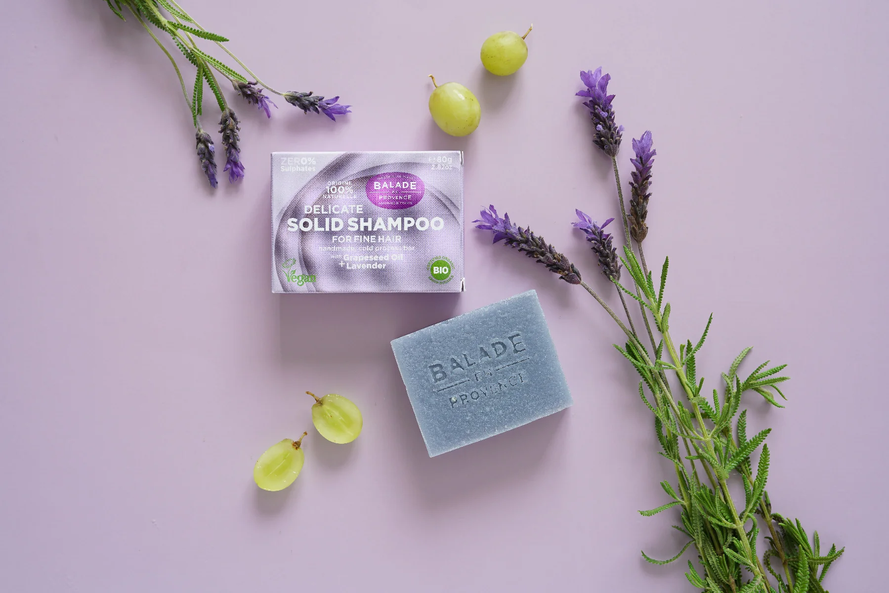 Balade en Provence Posilující tuhý šampon pro jemné vlasy BIO Levandule 80 g