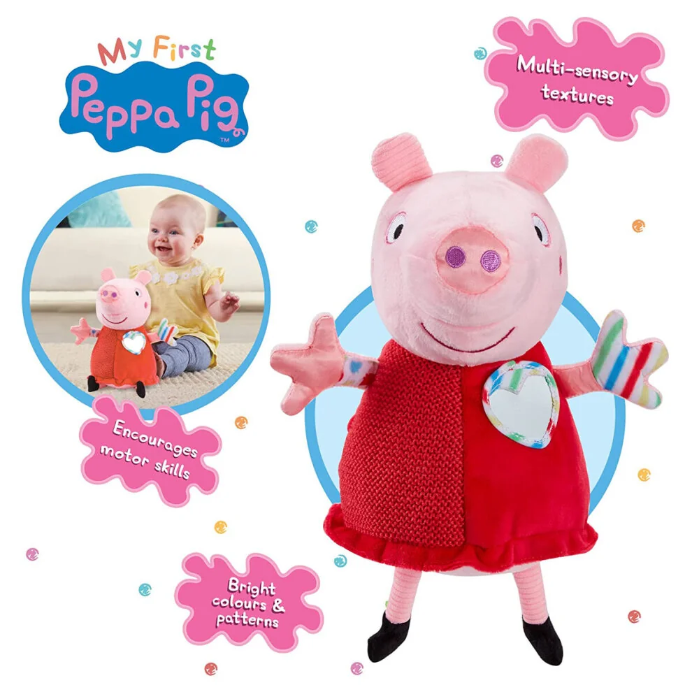 Peppa Pig Smyslová edukační hračka , plyšová, 12,5cm, červená