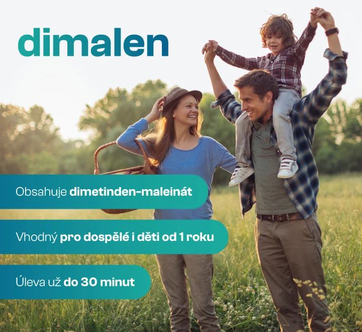 Dimalen 1 mg/ml perorální kapky, roztok 20 ml. Obsahuje dimetinden-maleinát, vhodný pro dospělé i děti od 1 roku. Úleva už do 30 minut. Dimalen 1 mg/ml perorální kapky, roztok 20 ml. Obsahuje dimetinden-maleinát, vhodný pro dospělé i děti od 1 roku. Úleva už do 30 minut.