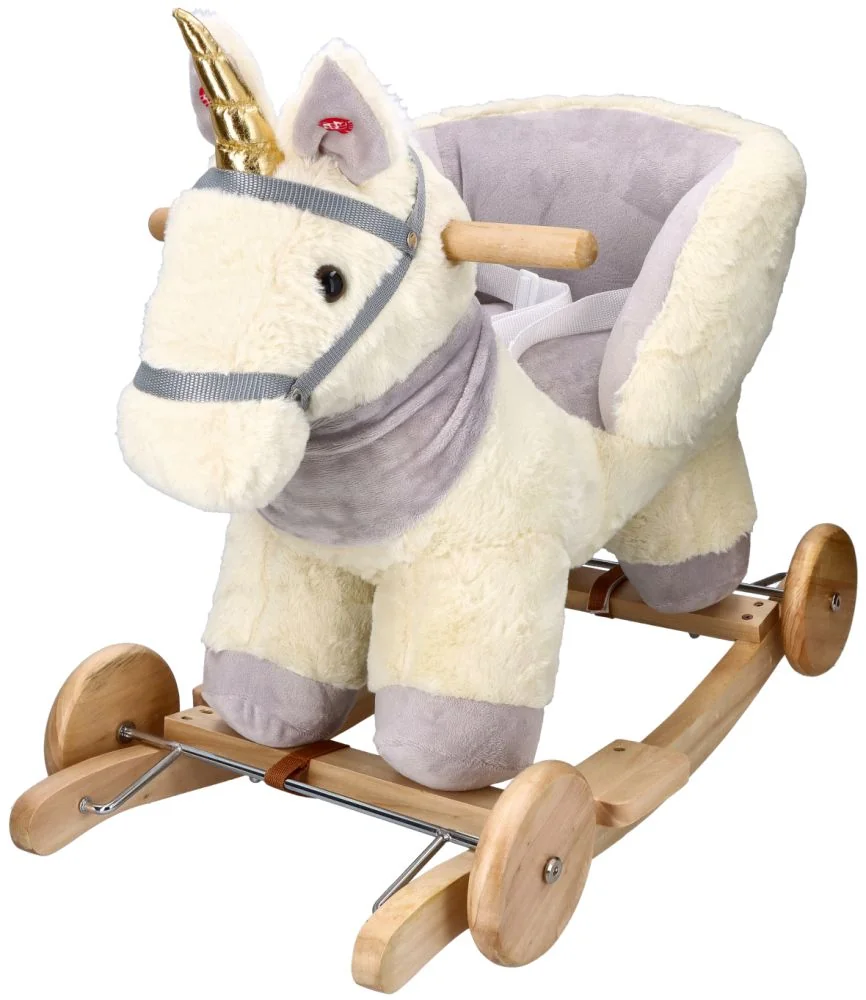 Adam Toys Houpací jednorožec se sedačkou,  kolečky, cream