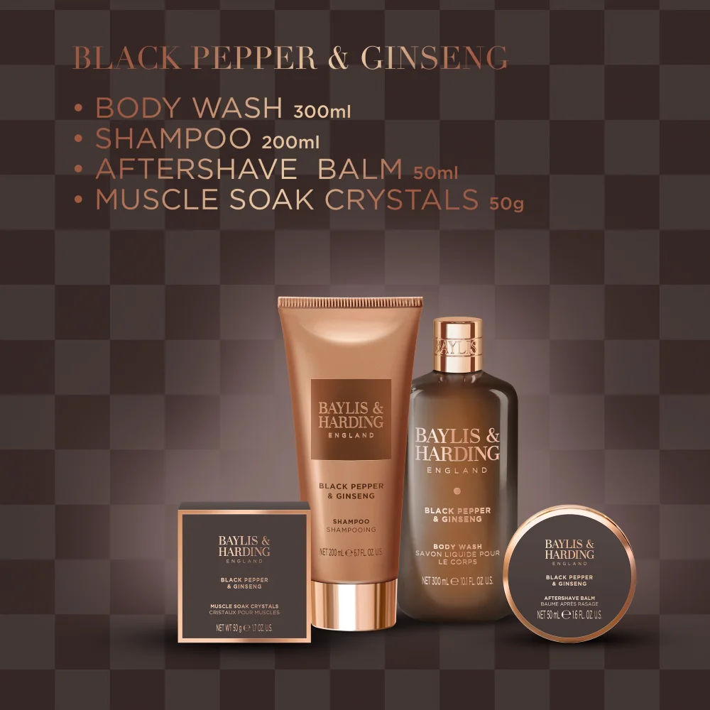 Baylis & Harding Pánská dárková sada péče o tělo Black Pepper & Ginseng 4 ks