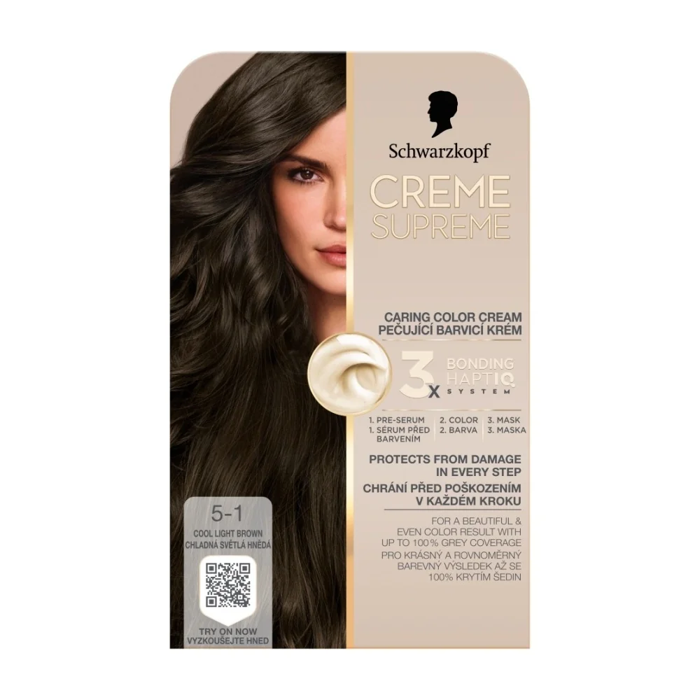 Schwarzkopf Creme Supreme 5-1 chladná světlá hnědá barva na vlasy 60 ml