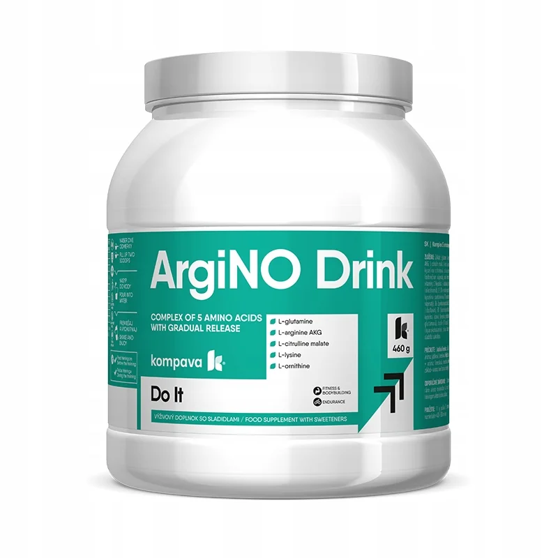 KOMPAVA PŘEDTRÉNINKOVÁ SVALOVÁ PUMPA ArgiNo drink 460g/42 porcí jablko-limetka