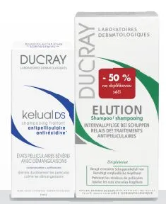 DUCRAY Kelual DS šampon na redukci tvorby lupů 100ml + DUCRAY Elution šampon na citl. vlas. pokožku 200ml