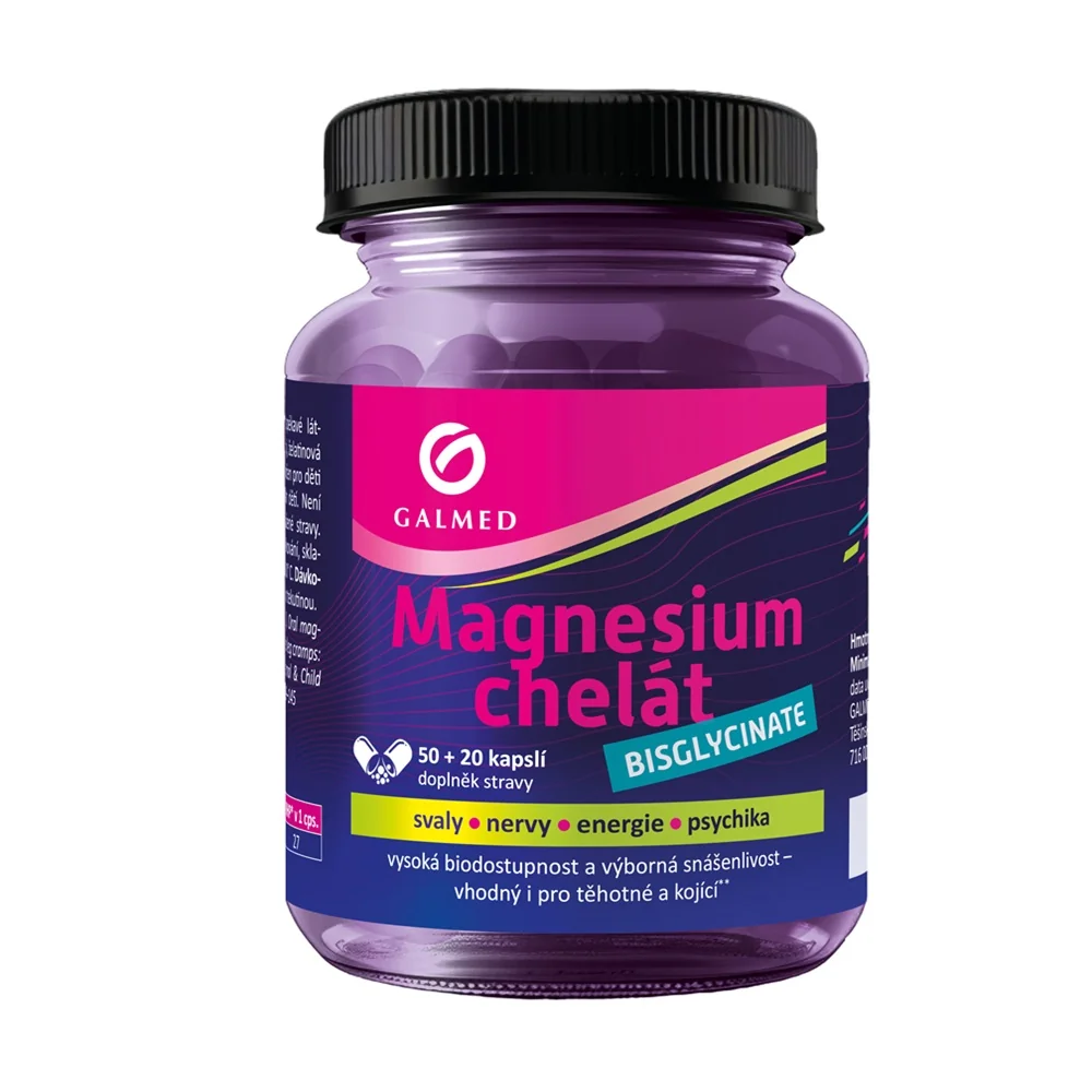 Galmed Magnesium chelát Bisglycinate 50+20 kapslí