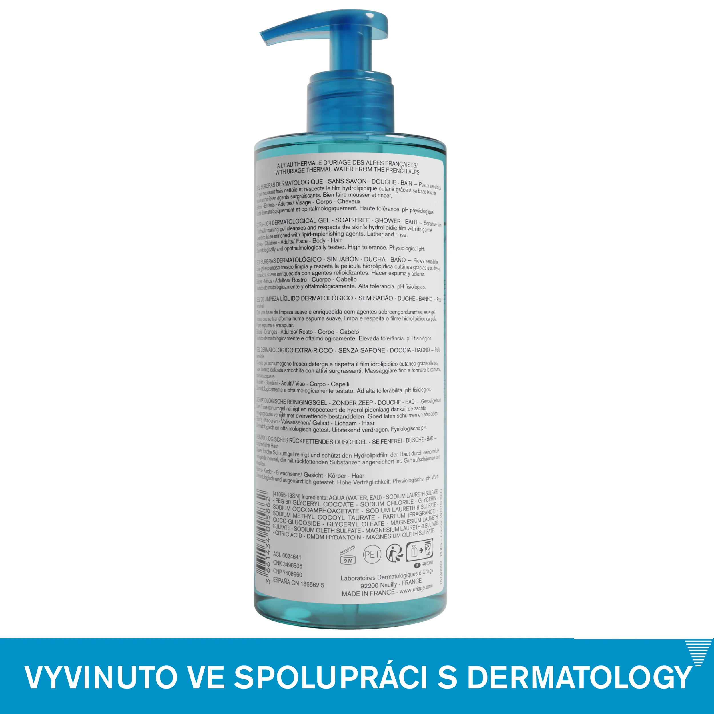Uriage Extra bohatý dermatologický čisticí gel 500 ml